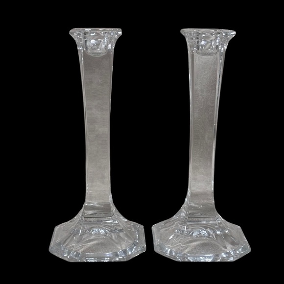 Glass Crystal Candle
Holders Set of 2 Clear Column Candlestick
Octagon Pedestal - Picture 1 of 6